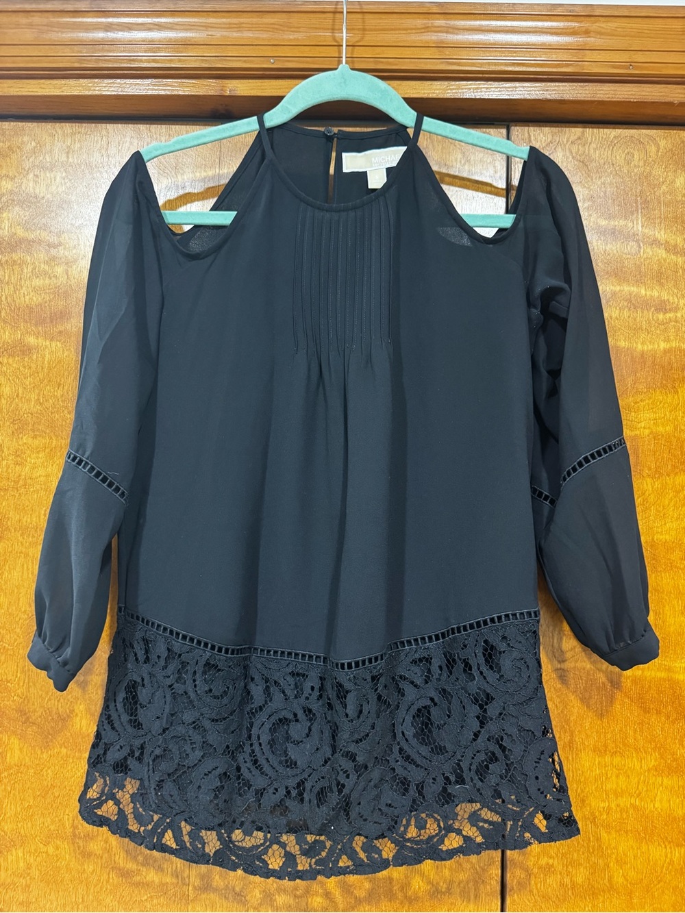 MICHAEL Michael Kors Black Lace Cold Shoulder Blouse S